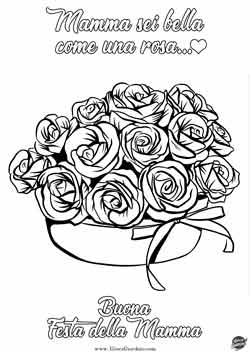 bouquet di rose da colorare per la festa della mamma