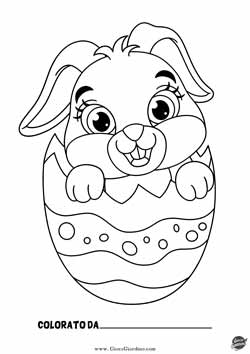 coniglio nell'uovo rotto di pasqua da colorare per bambini