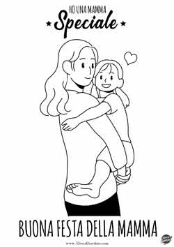 mamma e bambina in braccio - disegno per la festa della mamma da colorare