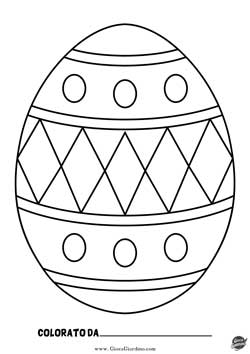 uovo di pasqua decorato da colorare  per bambini della scuola primaria