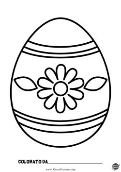 uovo di pasqua da colorare con fiore per bambini della scuola primaria