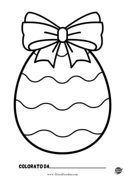 uovo di pasqua da colorare con fiocco e fantasia ad onde