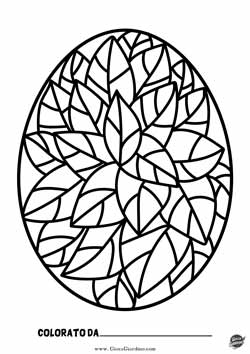 Mandala Uovo da colorare - Fantasie natura con foglie