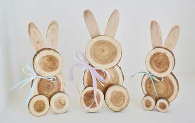 sagome di coniglietti di legno - decorazione di pasqua fai da te per la casa