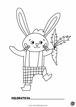 coniglio contadino con carota da colorare - disegno da stampare gratis