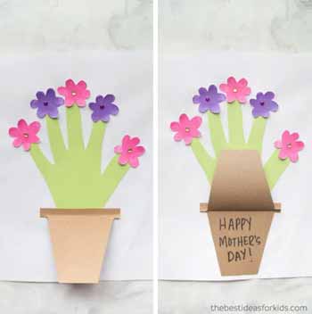 biglietto vaso con fiori - buona festa della mamma - lavoretto per bambini