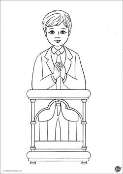 bambino in ginocchio che prega - disegno comunione da stampare e colorare gratis