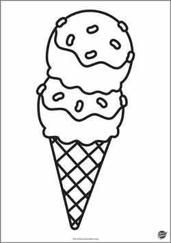 gelato con due gusti e zuccherini -  disegno sull'estate da colorare per bambini