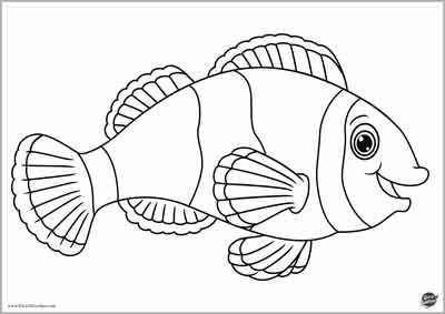 pesce pagliaccio  - pesce esotico da colorare per bambini