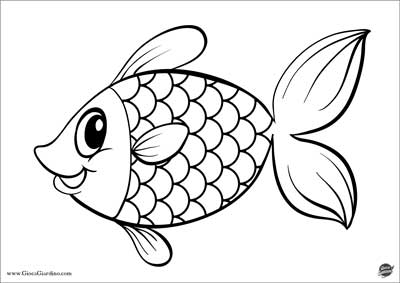 pesce rosso con squame da colorare per bambini