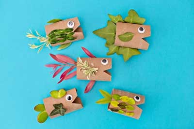 pesciolini con foglie e occhietti - lavoretto per bambini estivo con rotolo carta igienica