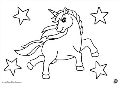 unicorno da colorare per bambini facile