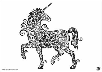 unicorno da colorare - mandala