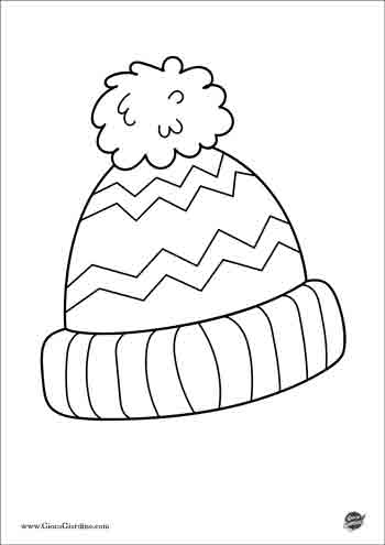 Cappellino invernale con pompon da colorare per bambini