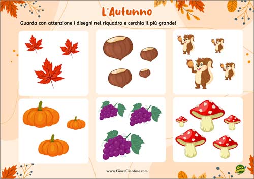Cerchia il più grande - scheda didattica per bambini infanzia da stampare