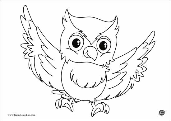 Gufo con ali spiegate - disegno da colorare sull'autunno