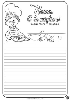 Nonna cuoca - Letterina da colorare per la festa dei nonni - per la nonna