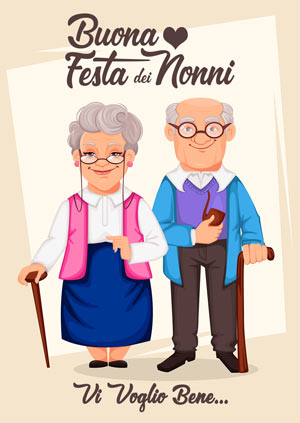 Biglietto da stampare per la festa dei nonni stile personaggio disney