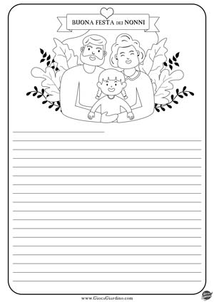 Letterina da stampare e colorare dalla nipote per i nonni - Buona festa dei nonni