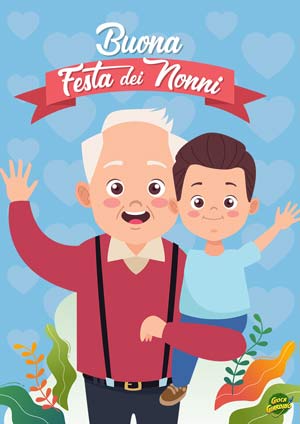 Nonno con nipotino - Biglietto da stampare per la festa dei nonni