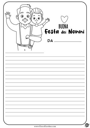 Letterina per la festa dei nonni da colorare - per il nonno - Buona Festa dei nonni