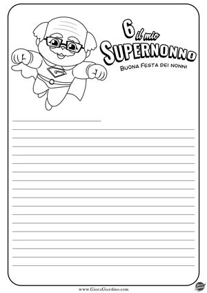 Letterina per la festa dei nonni da colorare - sei il mio super nonno