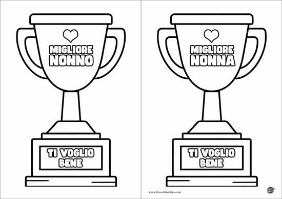 Trofeo da stampare e colorare per la festa dei nonni - migliore nonno - migliore nonna - lavoretto fai da te