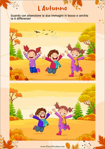 Trova le differenze - scheda didattica per bambini infanzia da stampare