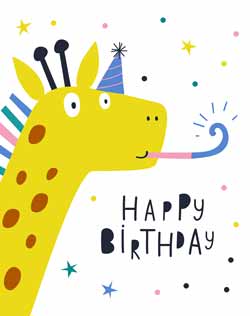 Biglietto auguri di compleanno da stampare in inglese con giraffa
