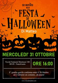 Invito festa di Halloween da stampare editabile con zucche