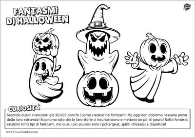 disegno da colorare di tre fantasmi di halloween