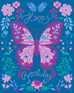 Biglietto auguri di compleanno da stampare con farfalla