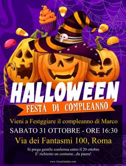 Invito festa  compleanno di Halloween da stampare 