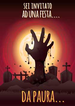 Invito festa di Halloween da stampare con mano di zombie