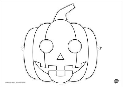 Disegno di una maschera di Halloween da zucca da stampare, colorare e ritagliare