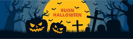 Segnalibro di Halloween da stampare gratis con zucche, luna piena, pipistrelli