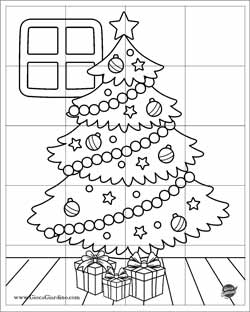 puzzle da stampare e colorare di un albero di Natale