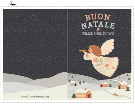 Biglietto auguri natale da stampare con angelo