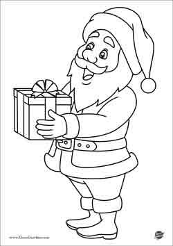 Babbo Natale con regalo - disegno da colorare