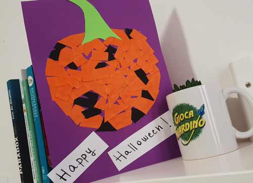zucca di Halloween - Collage - Lavoretto di Halloween per bambini dell'infanzia