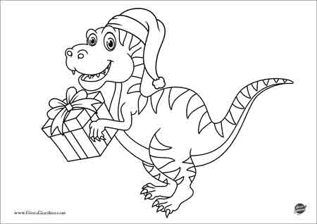 Dinosauro natalizio da colorare