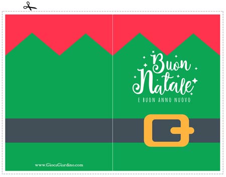 Biglietto auguri natale da stampare stile elfo natalizio