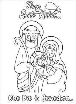 Biglietto auguri natale da stampare e colorare - Natività