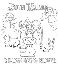 Biglietto auguri natale da stampare e colorare - bambini piccoli