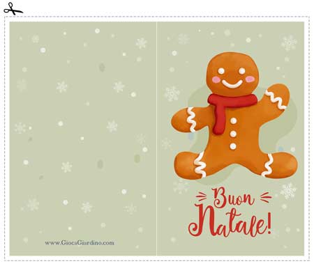 Biglietto auguri natale da stampare con omino di pan di zenzero
