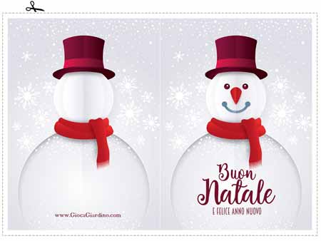 Biglietto auguri natale da stampare con pupazzo di neve