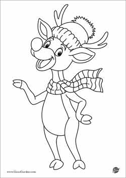 Disegno della renna di Natale Rudolph da colorare