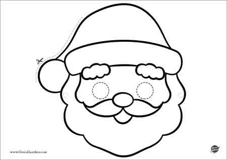Maschera di Babbo Natale da Colorare e ritagliare - lavoretto natalizio da stampare