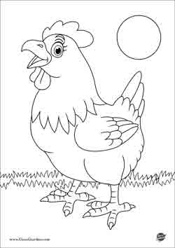 Disegno da colorare per bambini di una gallina