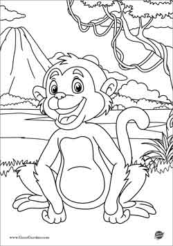 Disegno di una scimmia da colorare nella giungla
